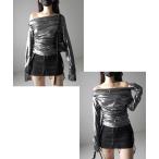 ショッピングオフショルダー tシャツ 「 ３WAY 」タックデザインドレープオフショルダーメタリックトップス  ／ 3WAY tuck design drape off shou