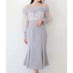 ドレス オーガンジーオフショルダーマーメイドドレス