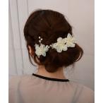 ヘアピン 「float」フラワー パール かんざし/髪飾り/Uピン「3個セット/ドレス/結婚式/成人式/着物/浴衣」