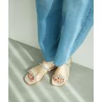 サンダル ビジュー・パールバンドフラットサンダル レディース