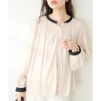 シャツ ブラウス マット釦とろみサテンブラウス レディース