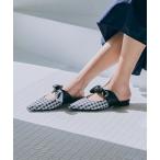 パンプス ポインテッドリボンミュール