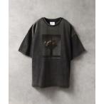 tシャツ 「welise/ウェライズ」モードフラワーグラフィック ヴィンテージスノーピグメント加工 オーバーサイズ半袖Tシャツ メンズ レディース