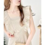 オールインワン 大人可愛い。袖フリルオールインワン レディース