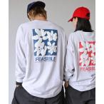 tシャツ 前後ロゴ入りフラワープリント長袖Tシャツ レディース メンズ