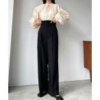スラックス パンツ ハイウエストタックパンツ レディース
