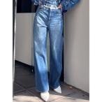 ジーンズ デニム デニムパンツ ハイウエスト ワイドフリンジデニムパンツ レディース