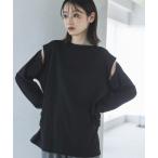 tシャツ ショルダーカットアウトルーズロンT レディース