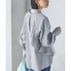 ブラウス シャツ 「UVカット/手洗い可能」ストライプ バック ラッフル ブラウス 24SS レディース