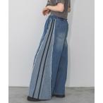 ジーンズ デニム デニムパンツ 「2サイズ展開」ラインイージデニムパンツ レディース