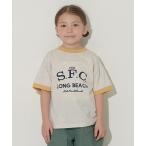 tシャツ 「型崩れしないやわらかコットン」ロゴプリントリンガービッグＴシャツ キッズ 子供服 男の子 女の子