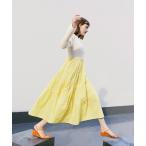 ワンピース 「LOULOU WILLOUGHBY」タフタティアードニットワンピース