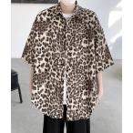ショッピングレオパード シャツ ブラウス メンズ 「FVLMEN」leopard pattern halfsleeve shirt/レオパード 総柄 ハーフスリーブ シャツ