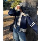 カーディガン 配色ダブルジップカーディガン レディース