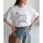 ショッピングBEST tシャツ Tシャツ レディース It's BEST メタリック箔シルバープリントロゴTシャツ