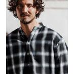 シャツ ms5573- Cool Check Flannel Band Collar Shirts チェックシャツ メンズ