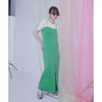 ワンピース フロントジップラメニットワンピース