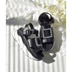 サンダル 「Bridget Birkin」スクエアビジューバックルスポーツサンダル(542128) レディース