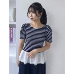 tシャツ レイヤードペプラムトップス レディース