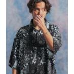 シャツ mhs2139- ペイズリー×レオパードパッチワークプリントシャツ メンズ