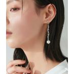 イヤリング ウェーブパールチェーンイヤリング レディース