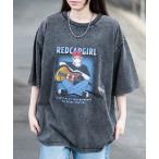 tシャツ Tシャツ メンズ 「a-r」「Red Cap Girl/レッドキャップガール」スノーウォッシュ ヴィンテージ加工イラスト ルーズサイズ Tシ