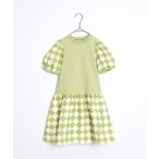 ワンピース ドッキングパフスリーブワンピース キッズ 子供服 女の子