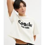 tシャツ Tシャツ レディース カーシヴ シグネチャー クロップド Tシャツ