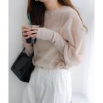 ショッピングアンドミー ニット セーター ボリューム袖シアーニットトップス レディース