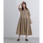 ワンピース プリーツ切替シャツワンピース レディース