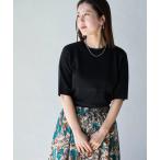 ニット セーター サラコソウバリクルー5分袖サマーニット レディース