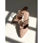 パンプス Tストラップポインテッドミュール