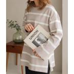 tシャツ ワイドボーダーミドル丈ロンTシャツ レディース