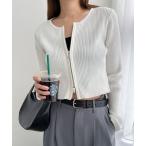 カーディガン ダブルジップリブニットカーディガン レディース