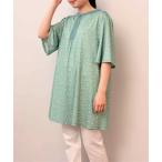 ショッピングチュニック チュニック 「L〜5L 大きいサイズ」小紋柄 異素材使い チュニック