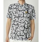 tシャツ LOUDMOUTH/ラウドマウス ゴルフウェア ブランド ロゴ 吸汗速乾 UVカット 接触冷感 総柄 フリージング素材 ホリゾンタル衿 半袖