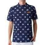 tシャツ Tシャツ メンズ LOUDMOUTH/ラウドマウス ゴルフウェア ブランド ロゴ 吸汗速乾 UVカット ストレッチ 総柄 モックネック 半袖