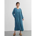 ワンピース On One's Own 足さばきが良い・リネンMIX長袖ワンピース・飾りボタンギャザーロング丈