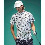 ショッピングターコイズ tシャツ Tシャツ メンズ LUXEAKMPLUS(リュクスエイケイエムプラス)ゴルフ ボタニカル半袖モックネックTシャツ