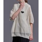 セーター ニット シアーメッシュ ハートステッチワッペンニット メンズ レディース