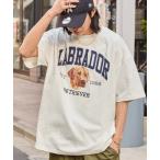 tシャツ Labrador Retriever/ラブラドールレトリーバー 別注 カレッジロゴ刺繍 ビッグシルエット半袖Tシャツ メンズ レディース