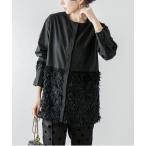 ブラウス シャツ フェザーフリンジペプラムシャツ レディース