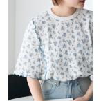 tシャツ 「forksy.」「セットアップ対応」小花柄ワッフルメロー配色半袖ビッグTシャツ レディース