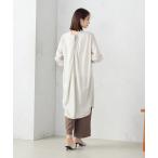 ブラウス シャツ レーヨンリネン 後ろねじりロングシャツ レディース