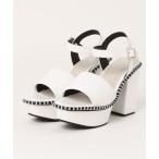 サンダル Mafmof(マフモフ)10cmヒール厚底ステッチサンダル レディース