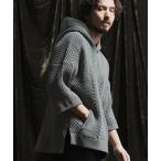 パーカー mpa3414- Light yarn cable stitch short sleeve hoodie パーカー メンズ