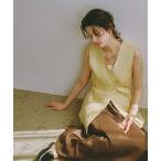 ジャケット ノーカラージャケット ベルト付リネンジレ(セットアップ可) レディース