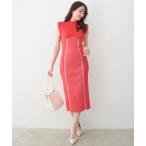 ワンピース コントラストリブニットワンピース