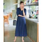 ワンピース 「洗える」デニムタックギャザーワンピース