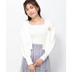 カーディガン 2024春夏新作ブローチ付きミドルカーディガン/MM418403 レディース